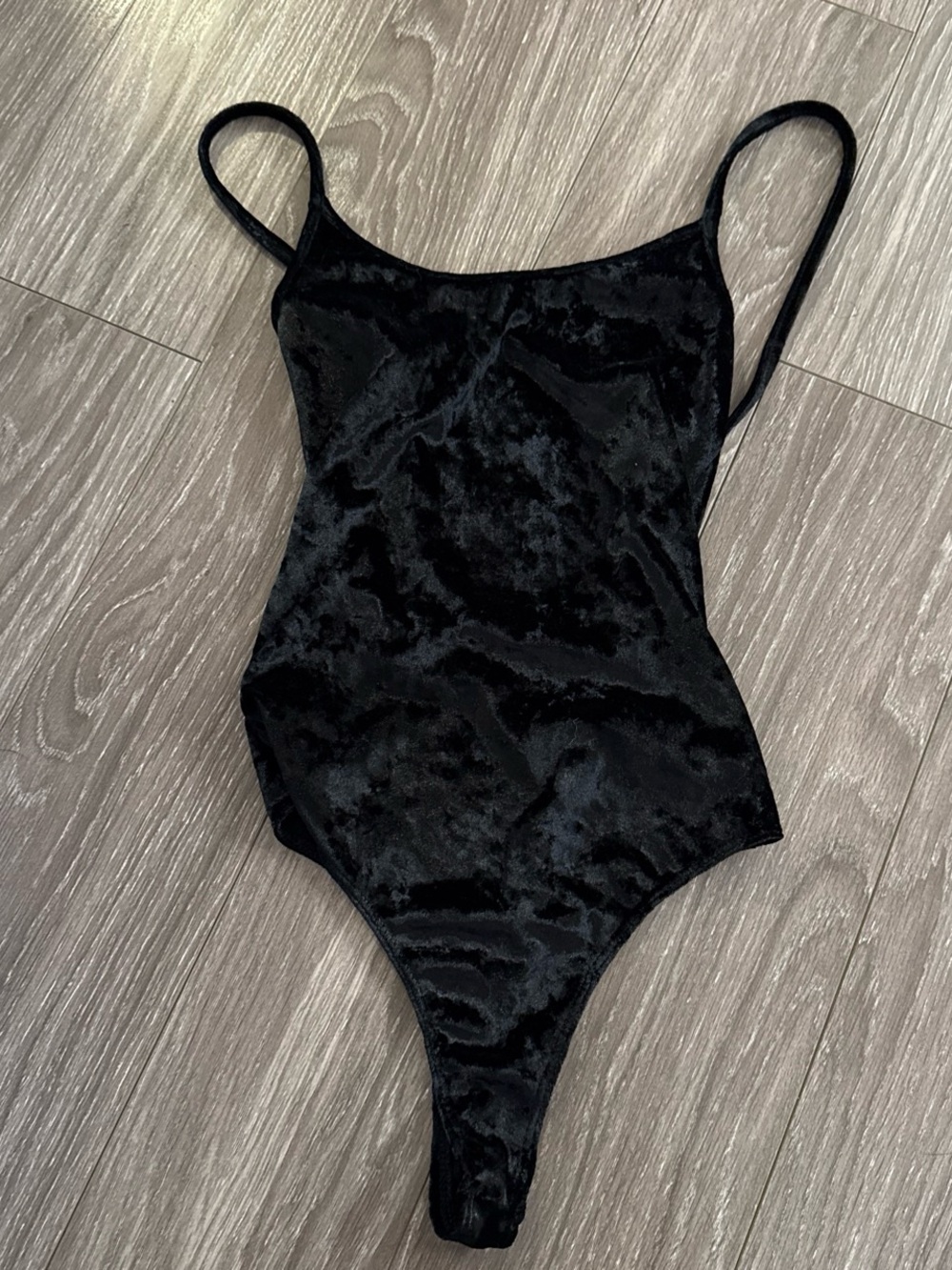 Brandy Melville John Galt 2016 Black Velvet thong Bodysuit